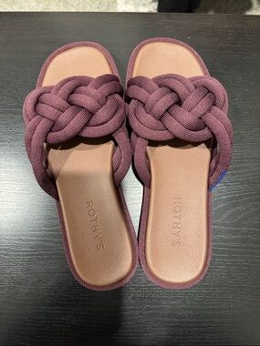 Rothy's Braided Slide Sandals in Plum